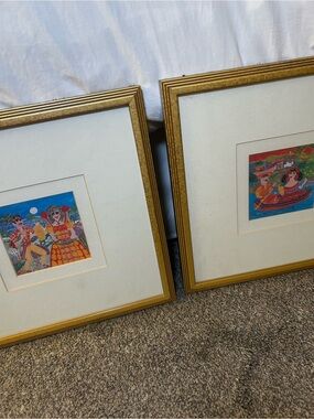 Vintage Set of 2 Framed Art Prints by Pepe Serna - “Honeymoon” and “El Paraiso”